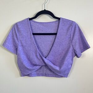 Purple Deep V Crop Top